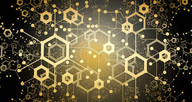 blockchain dourado rede tecnologia conexão interligado