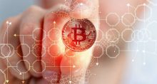 bitcoin moeda mão tecnologia rede blockchain