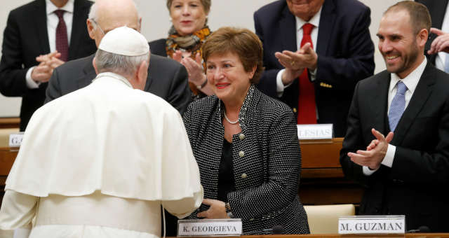 Kristalina Georgieva, e Martin Guzmán Papa Francisco