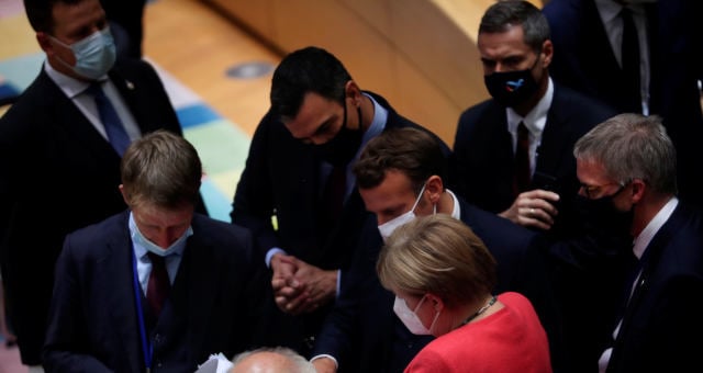 Angela Merkel, Emmanuel Macron, Pedro Sanchez União Europeia