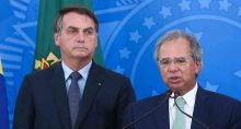 o presidente da República, Jair Bolsonaro, e o ministro da Economia, Paulo Guedes, participam de coletiva de imprensa no Palácio do Planalto