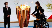 Primeiro dia do revezamento da tocha olímpica da Olimpíada Tóquio-2020