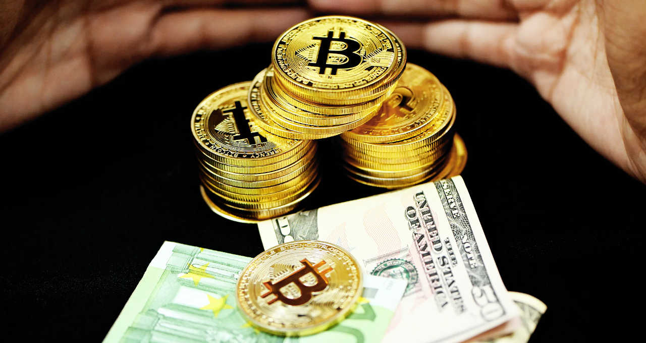 bitcoin dinheiro cédulas euro dólar criptomoedas
