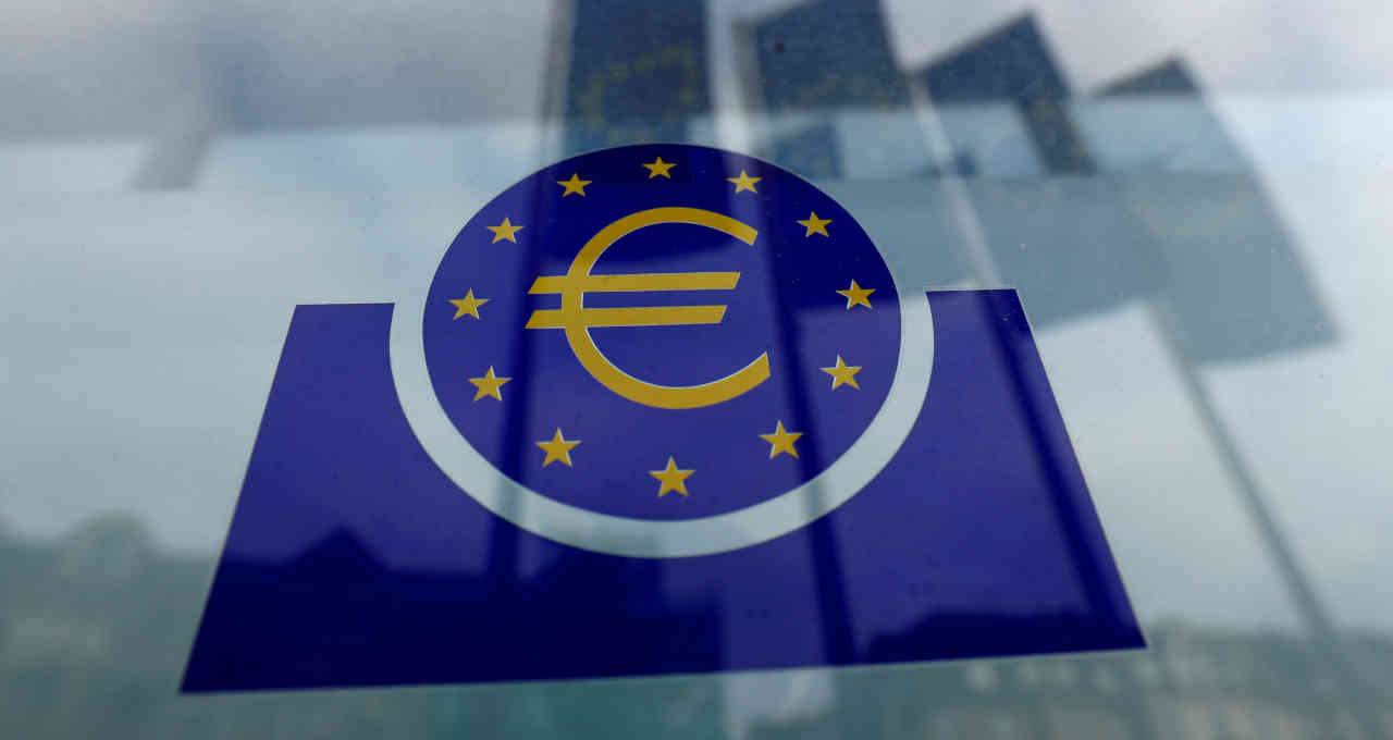 Logo do BCE em Frankfurt, Alemanha
