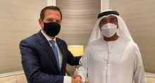 Joao Dória e heikh Ahmed Al Maktoum, CEO da Emirates Airlines