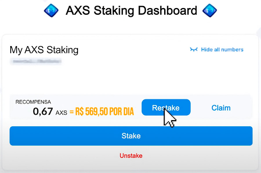 Ganho com staking de AXS