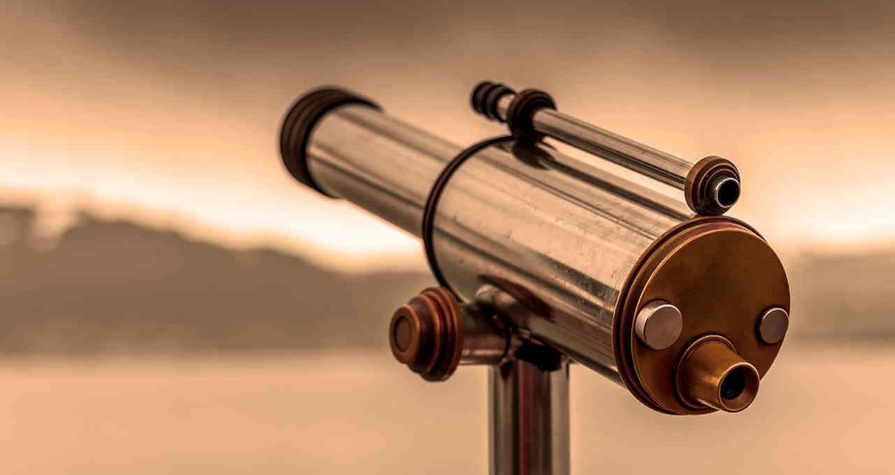 telescópio, luneta, previsão, projeção, distância