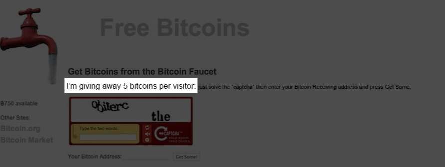 print do site que dava bitcoins de graça em 2010