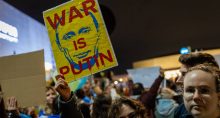 Protesto contra Putin após invasão da Ucrânia