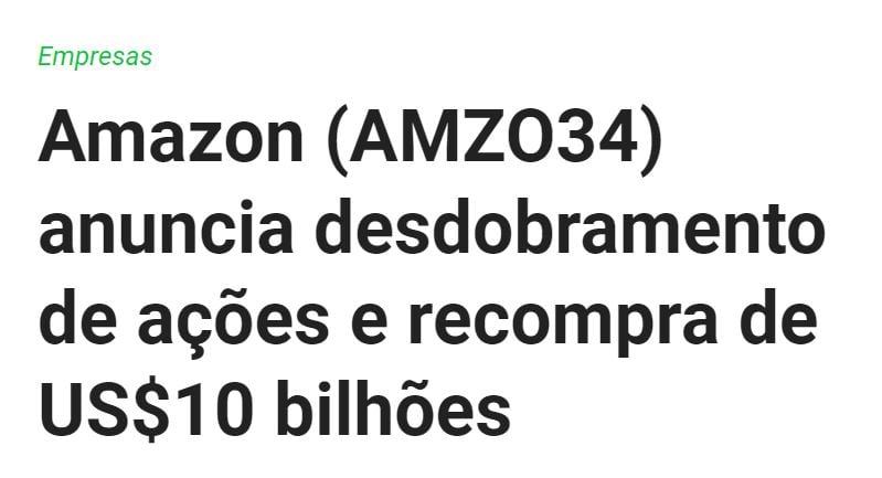 amazon anuncia recompra de ações