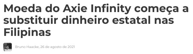 Moeda do Axie Inifnity começa a substituir dinheiro estatal nas Filipinas