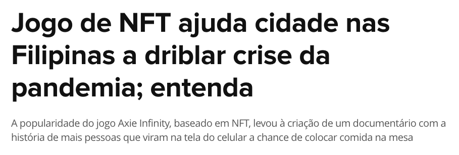 Jogo de NFT ajuda cidade nas Filipnas a driblar crise da pandemia