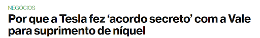 Por que a Tesla fez 'acordo secreto' com a Vale para suprimento de níquel