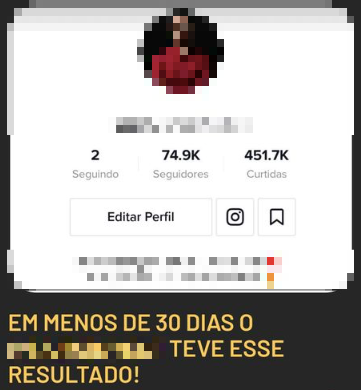 quase 75 mil seguidores em menos de 30 dias no tiktok