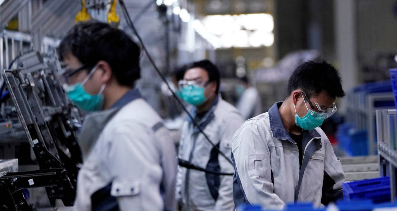 Linha de produção da fábrica de assentos automotivos Yanfeng Adient em Xangai