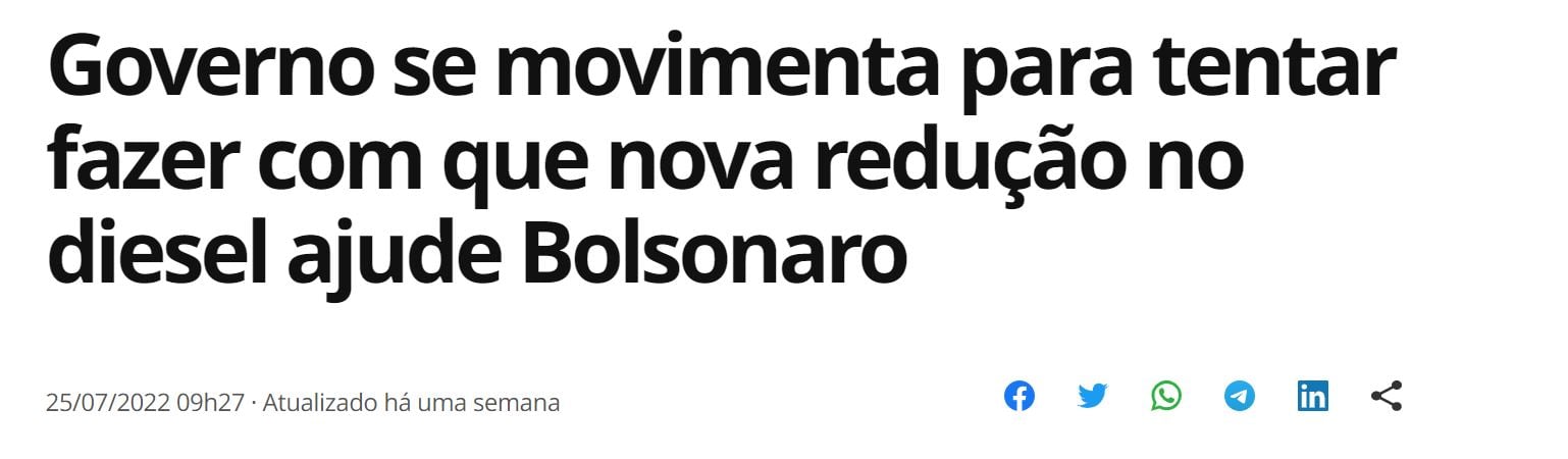 governo bolsonaro diesel petrobras G1