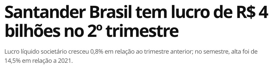 Santander Brasil tem lucro de R$ 4 bilhões no 2º trimestre