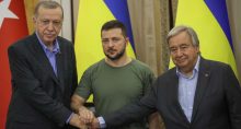 Volodymyr Zelenskiy, Tayyip Erdogan e António Guterres