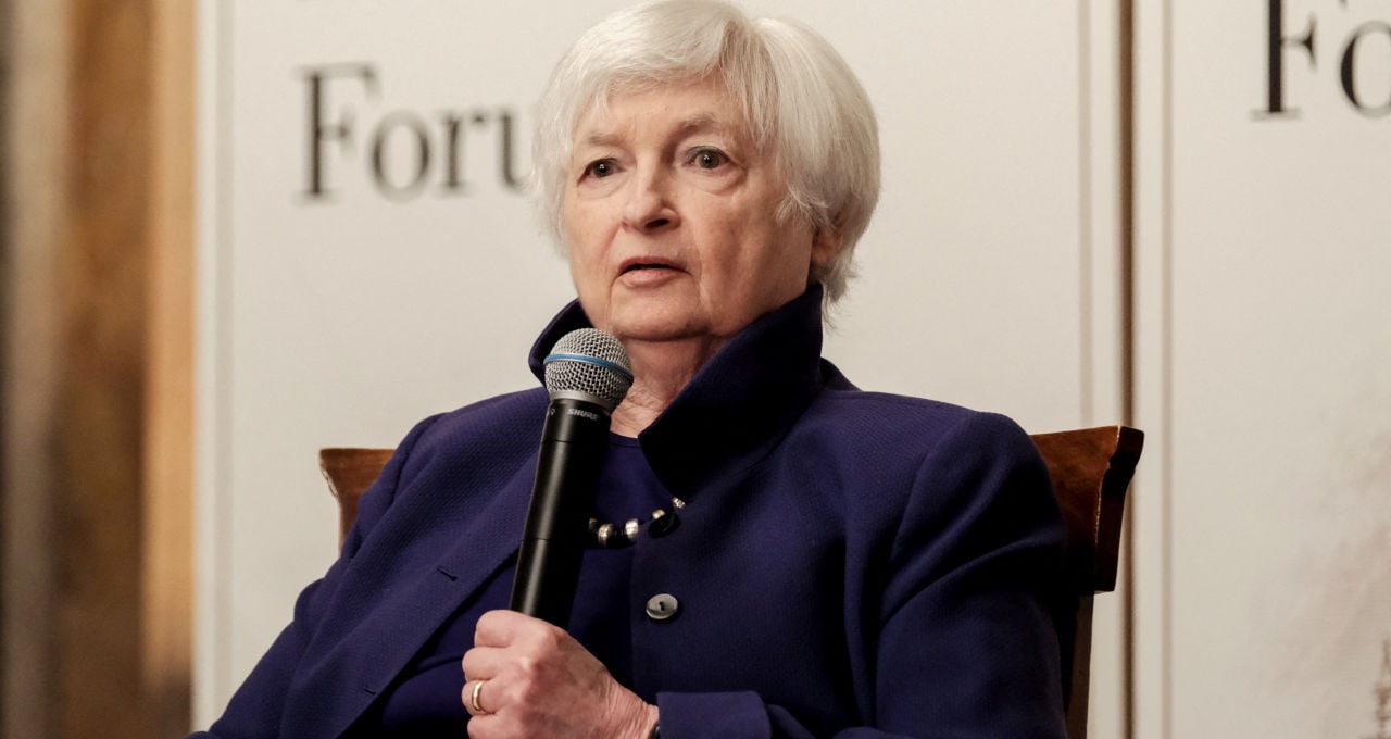 Secretária do Tesouro dos EUA, Janet Yellen, participa de discussão em fórum, em Washington, EUA