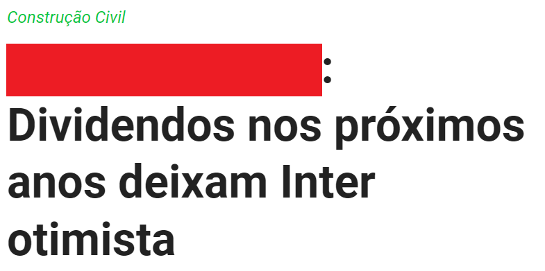 construtora ação dividendos inter