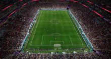 Vista do estádio durante partida entre Estados Unidos e Inglaterra