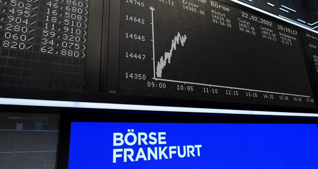Índice acionário alemão DAX exibido na bolsa de valores em Frankfurt