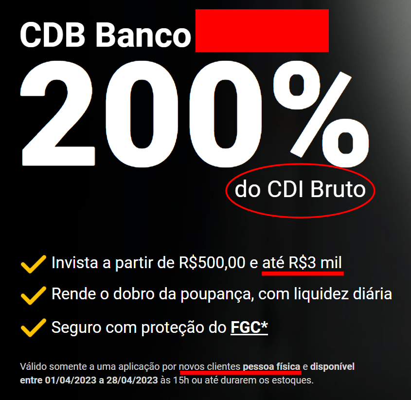 cdb banco 200% cdi título público turbinado