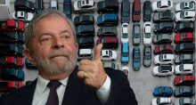 Lula na frente de carros