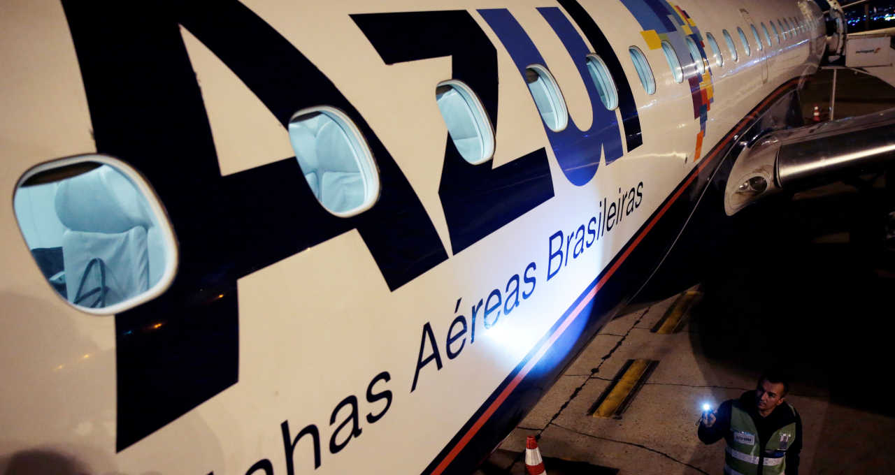 Aeronave da Azul, no Aeroporto Internacional de Guarulhos